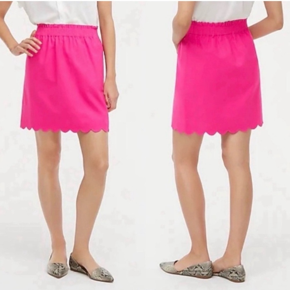 J. Crew Hot Pink Scalloped Mini Skirt